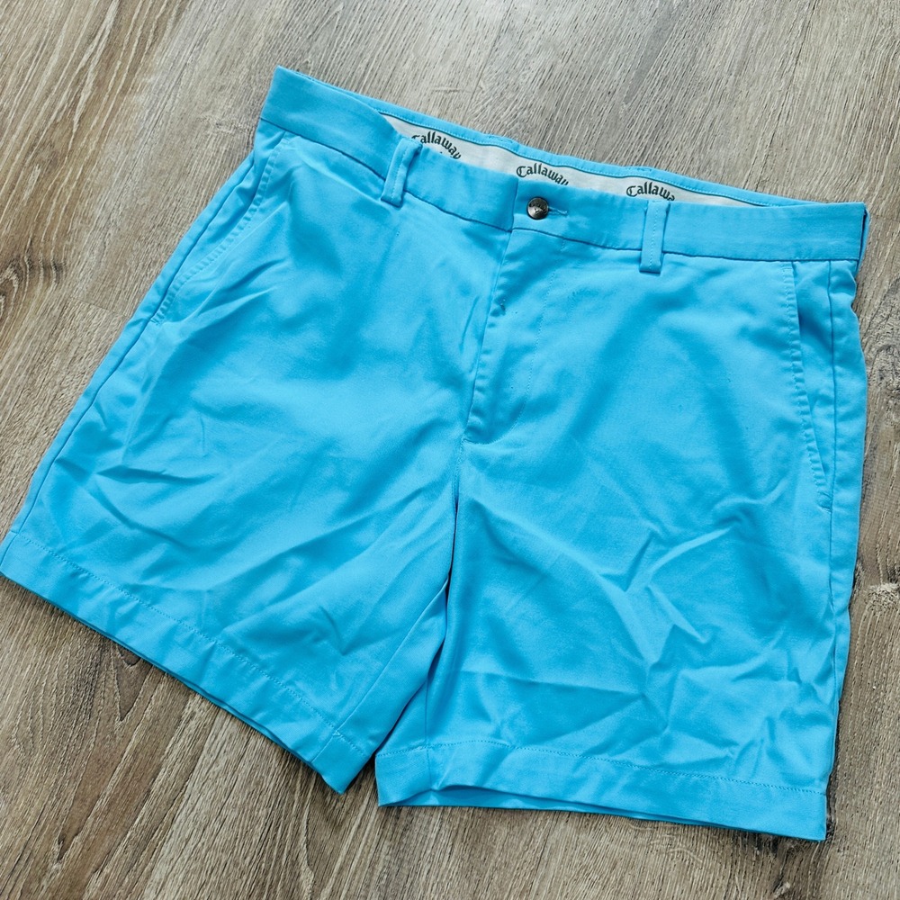 Callaway Shorts Mens 34 Bright Blue Flat Front SU35837‎ Performance Golf Shorts